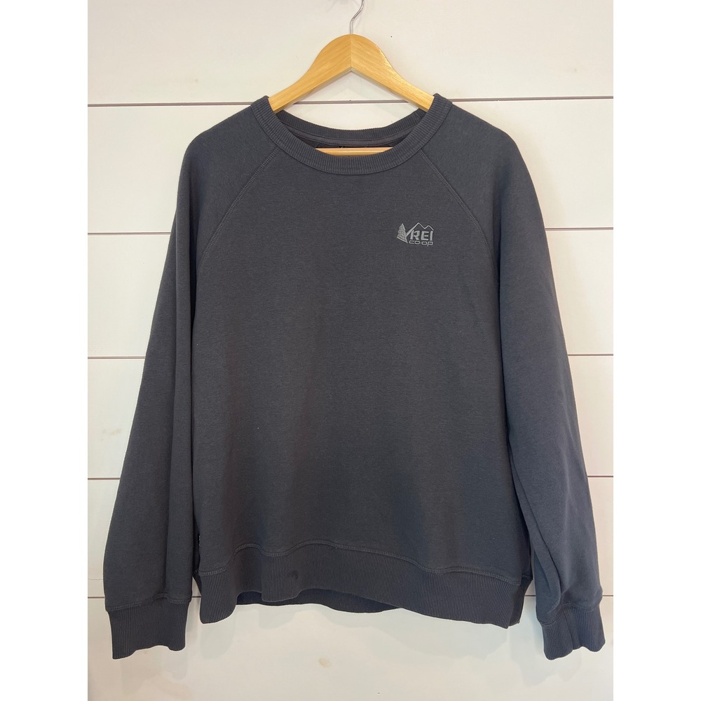 REI Co-op Mens Raglan Fleece Crewneck Sweatshirt Charcoal Gray Large gorpcore